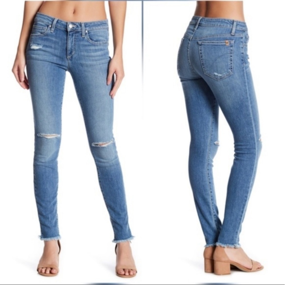 Joe’s Lyra Jeans Distressed Skinny Fray Hem Size 26